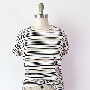 SIZE L Vintage 90s Pima Cotton Striped T-Shirt by Valerie Stevens